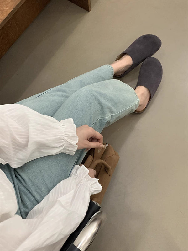 Round-Toe Split-Joint Slippers&Mules Flat Shoes