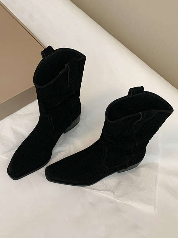 Pointed-Toe Split-Joint Pumps Boots