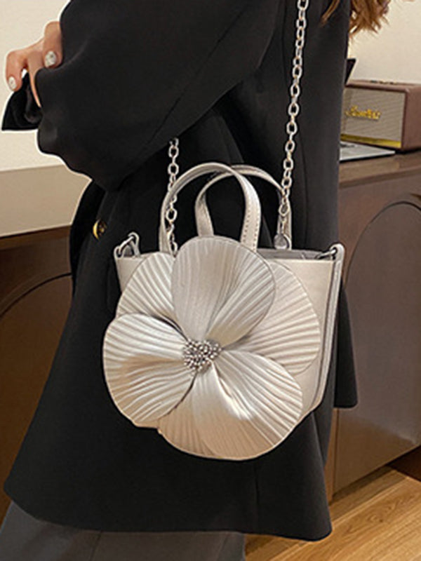 Flower Shape Pleated Split-Joint Tote Bags Handbags Crossbody Bags Bags
