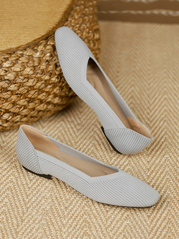 Solid Color Square-Toe Shoes Flats