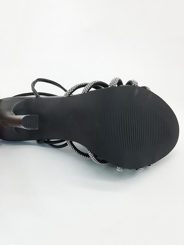 Bandage Knot Rhine Stones Stilettos Pumps Sandals