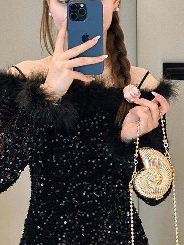 Chains Geometric Solid Color Satchels Crossbody Bags