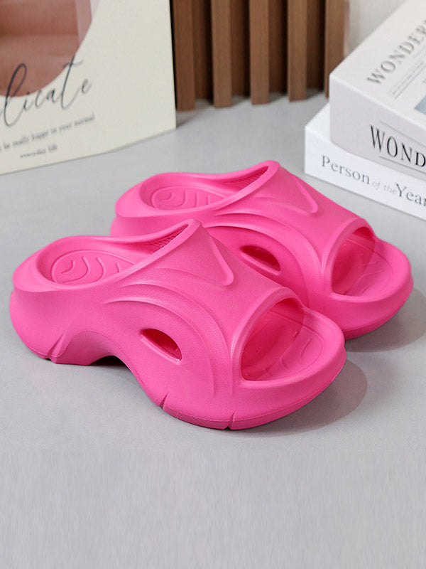 Hollow Solid Color Platform Shoes Slippers