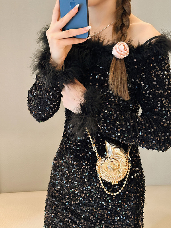 Chains Geometric Solid Color Satchels Crossbody Bags