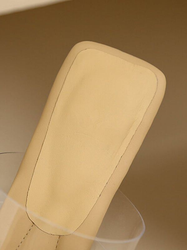 Open Toe Split-Joint Square-Toe Transparent Slippers Pumps Sandals
