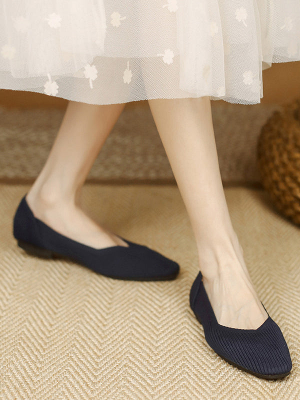Solid Color Square-Toe Shoes Flats