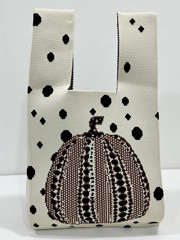 Polka-Dot Split-Joint Woven Handbags Bags