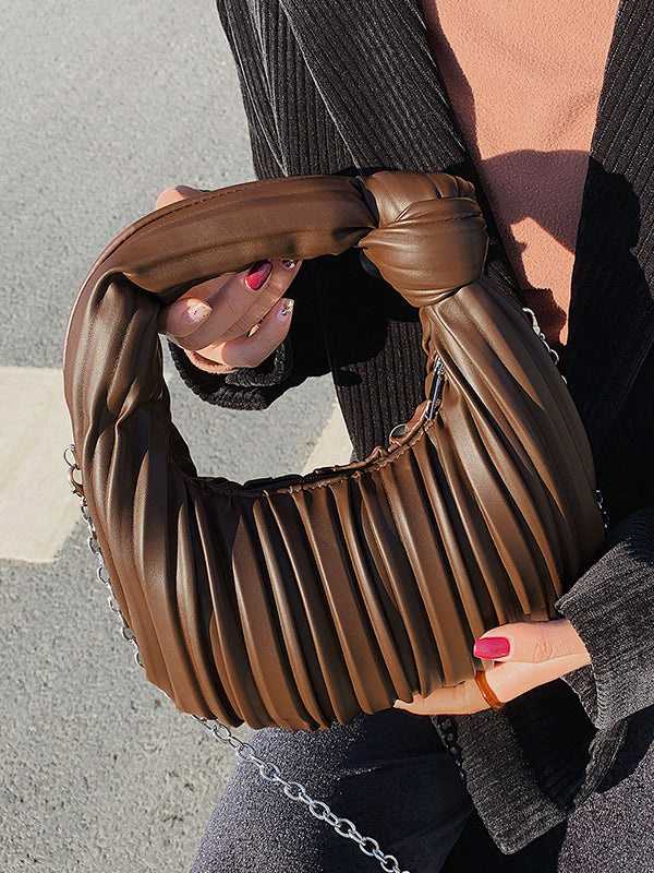 Pleated Split-Joint Zipper Shoulder Bags Handbags Bags Accessories