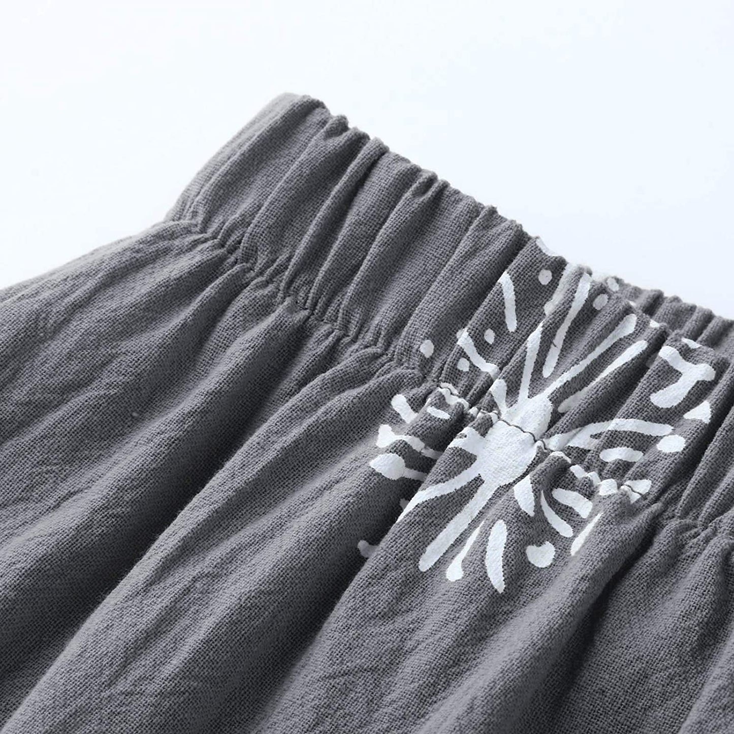 Capri Dandelion Pants for Summer Beach Elastic Waist Cropped Pants