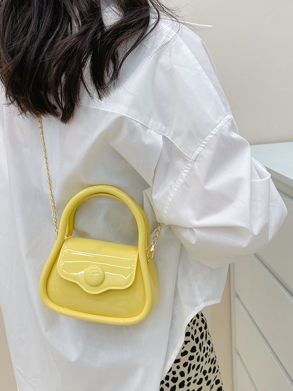 Chains Solid Color Satchels Crossbody Bags