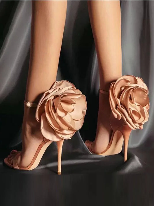 Buckle Three-Dimensional Flower Stilettos Pumps Sandals