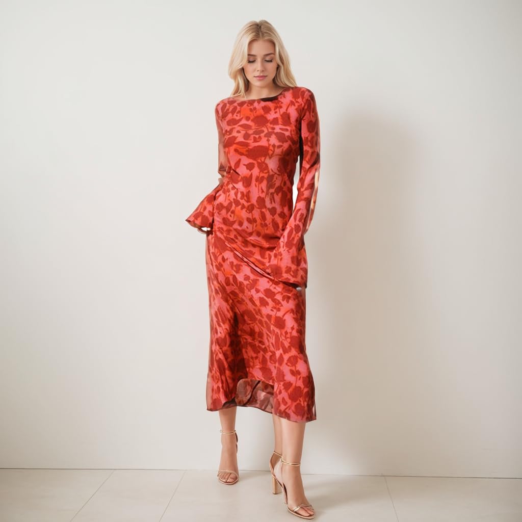 Y2K Vintage Round Collar Slim Floral Dress