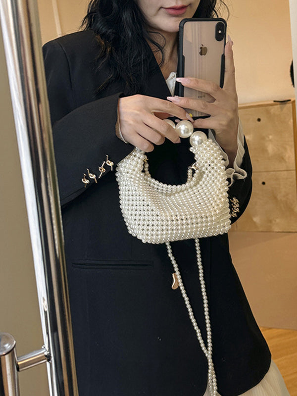 Beaded Solid Color Shoulder Bags Handbags Bags Accessories Bags