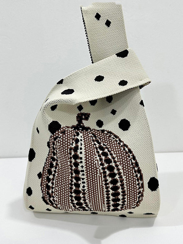 Polka-Dot Split-Joint Woven Handbags Bags