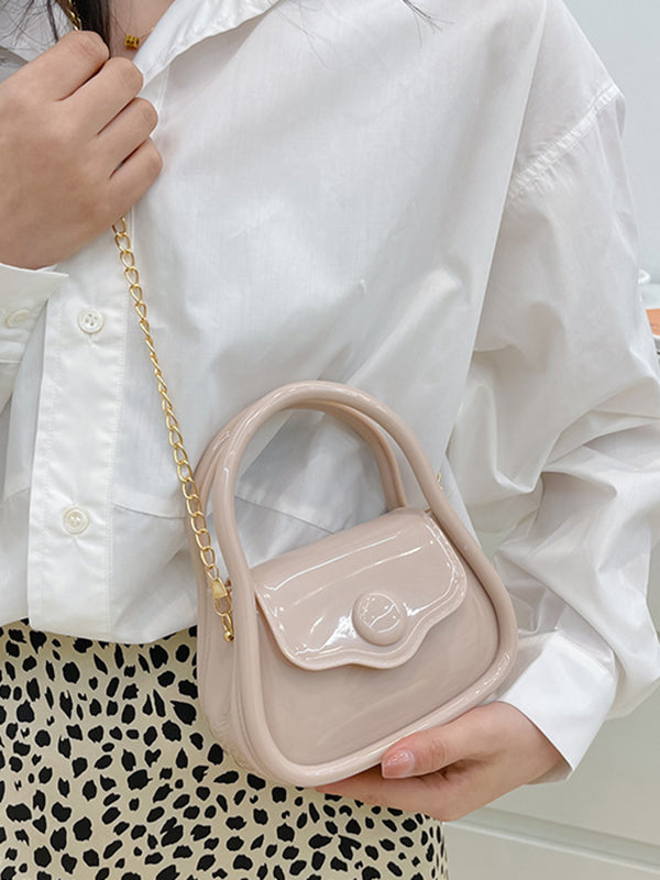 Chains Solid Color Satchels Crossbody Bags