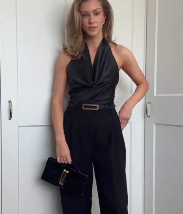 Slim Lace-Up Bow Backless Sleeveless Cami Top