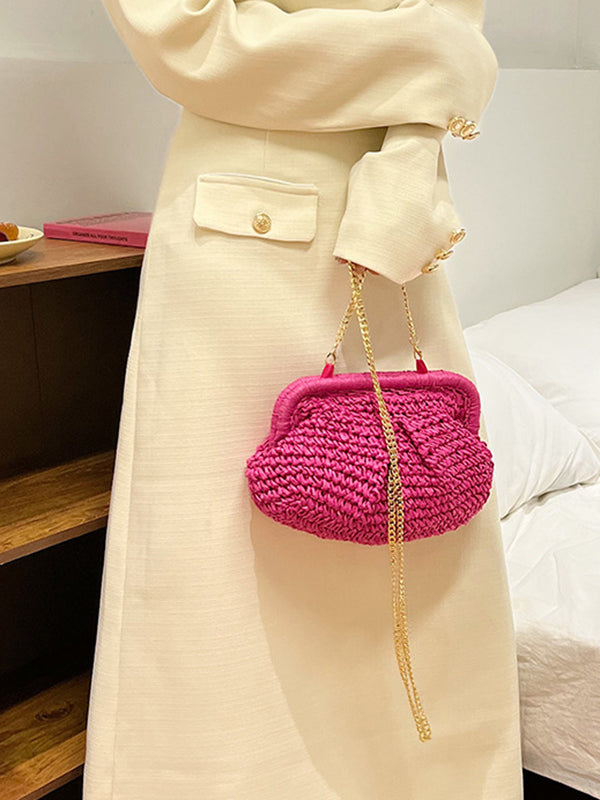 Chains Solid Color Satchels Crossbody Bags
