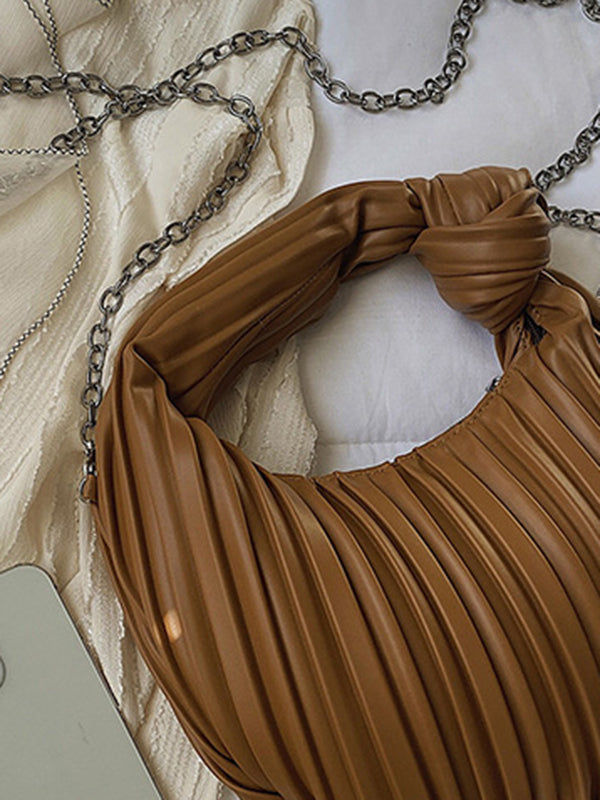 Pleated Split-Joint Zipper Shoulder Bags Handbags Bags Accessories