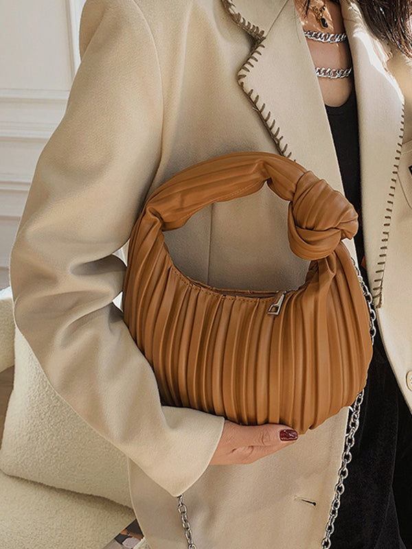 Pleated Split-Joint Zipper Shoulder Bags Handbags Bags Accessories
