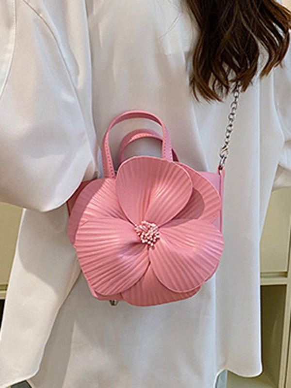 Flower Shape Pleated Split-Joint Tote Bags Handbags Crossbody Bags Bags