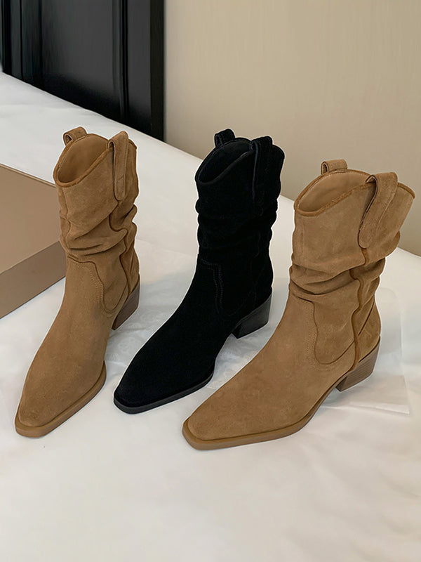 Pointed-Toe Split-Joint Pumps Boots