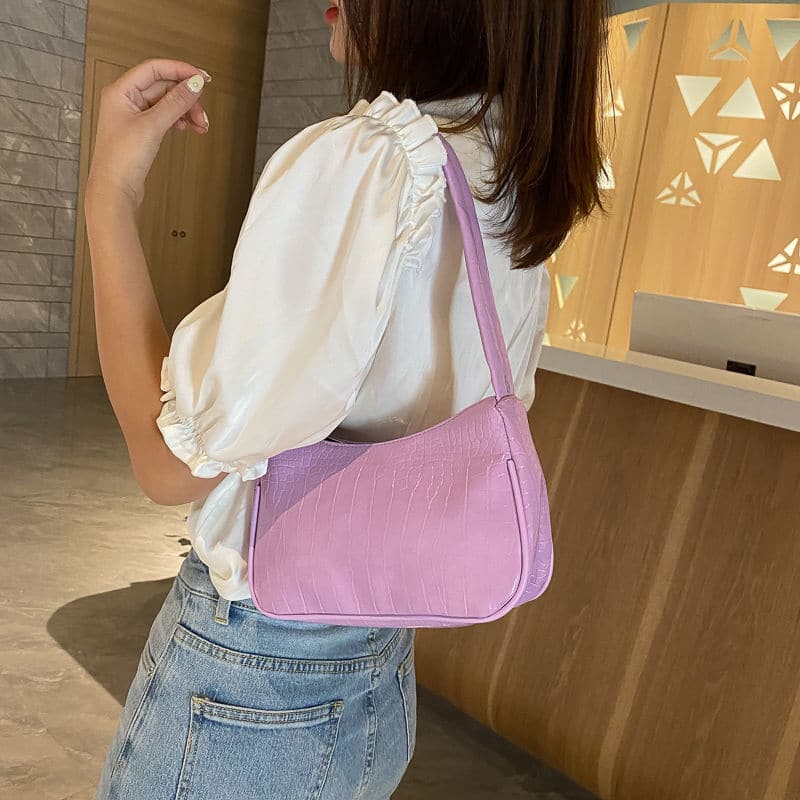 Crocodile Patterned Ladies Baguette Handbag for Women