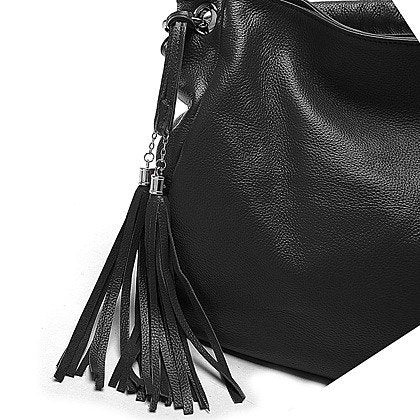Soft Genuine Leather Tassel Tote Bag