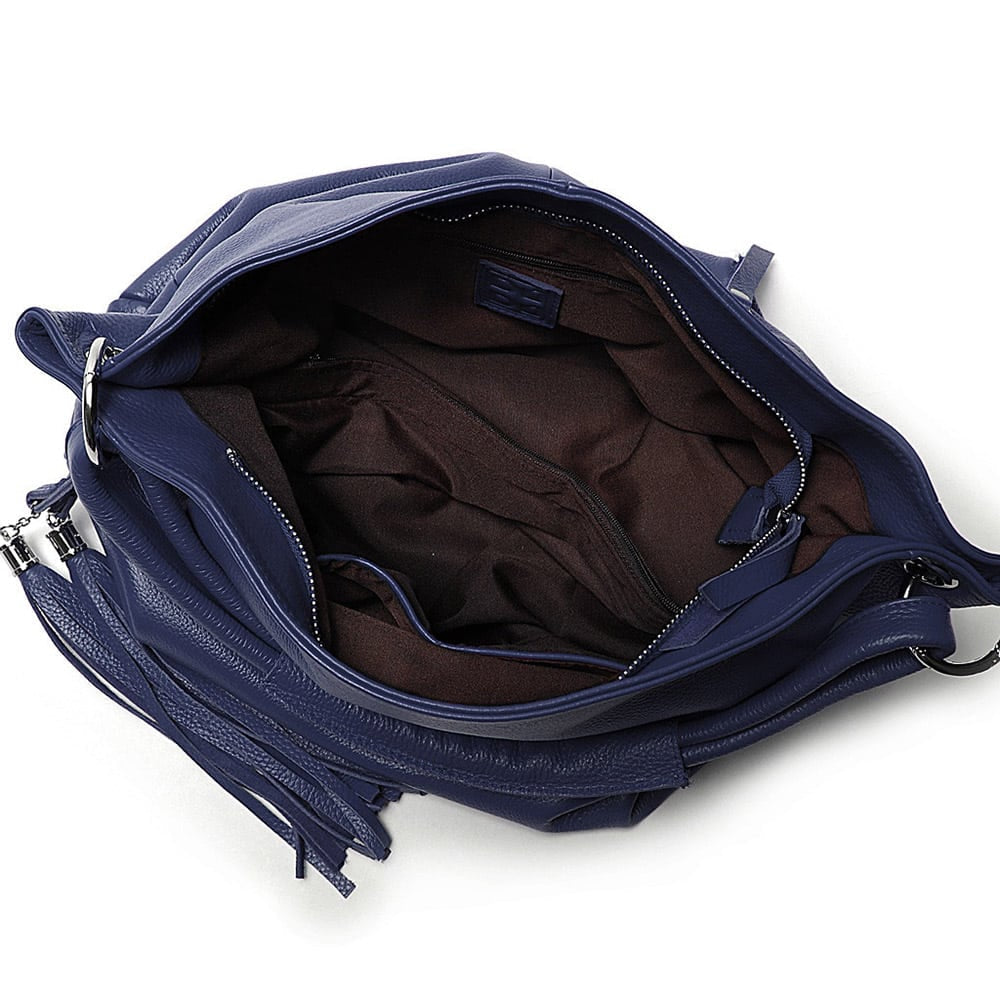 Soft Genuine Leather Tassel Tote Bag