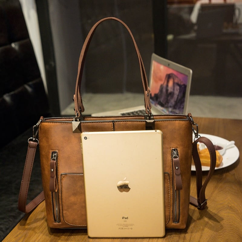 Multipocket Eco-Leather Tote Bag