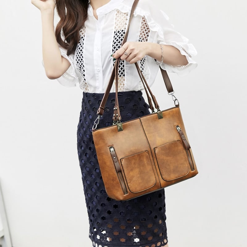 Multipocket Eco-Leather Tote Bag