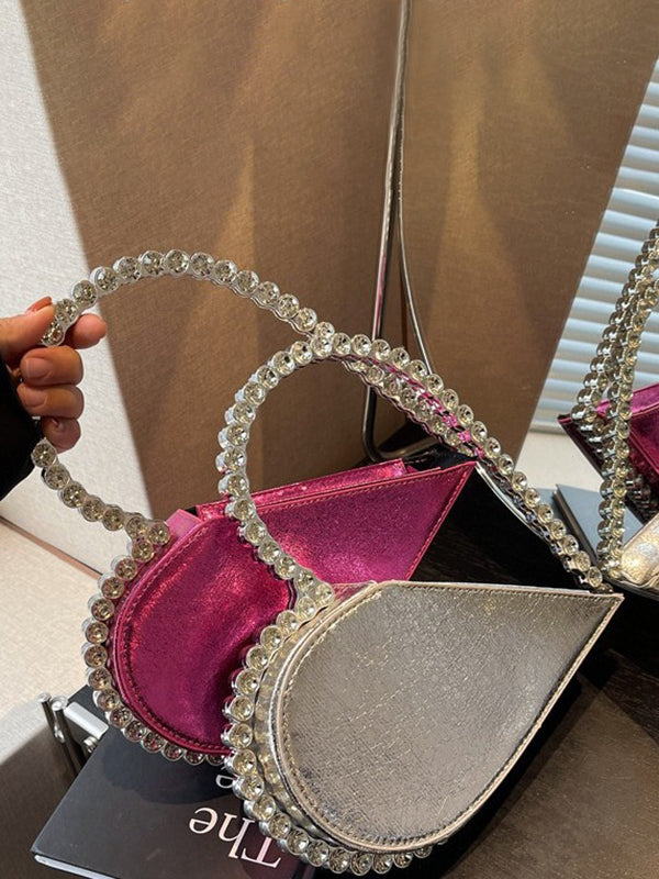 Heart Shape Shiny Split-Joint Handbags Bags Accessories Bags