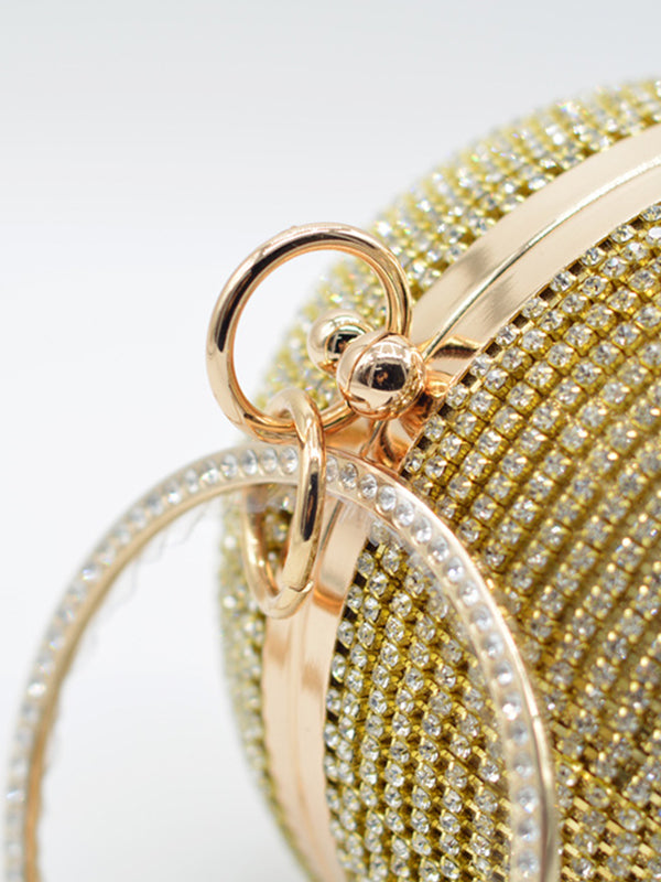 Geometric Rhine Stones Solid Color Tasseled Handbags