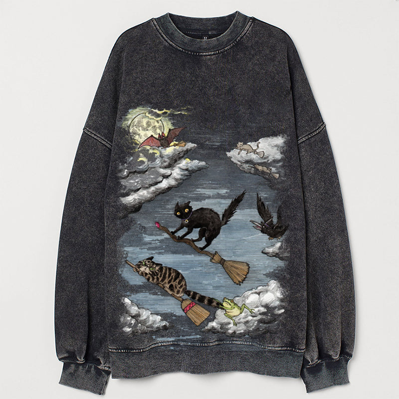 Halloween witch black cat  Sweatshirt