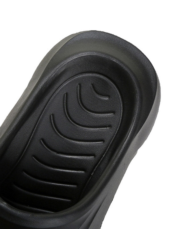 Hollow Solid Color Platform Shoes Slippers