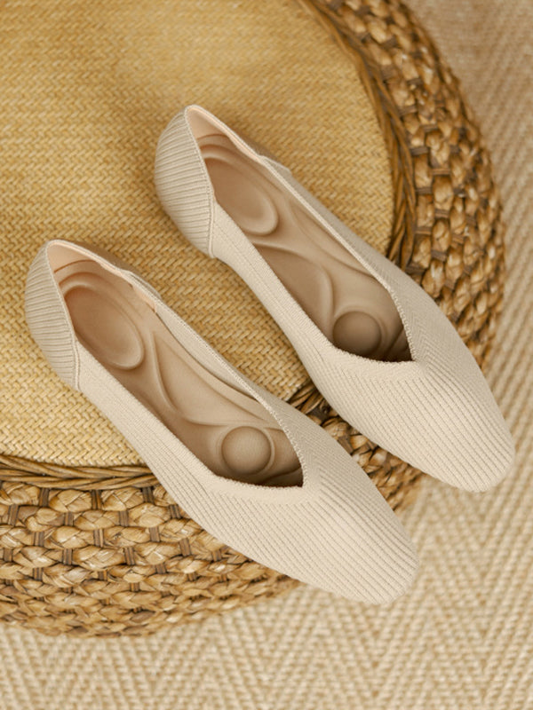 Solid Color Square-Toe Shoes Flats