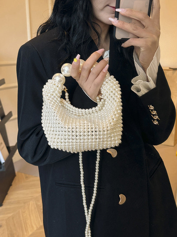 Beaded Solid Color Shoulder Bags Handbags Bags Accessories Bags