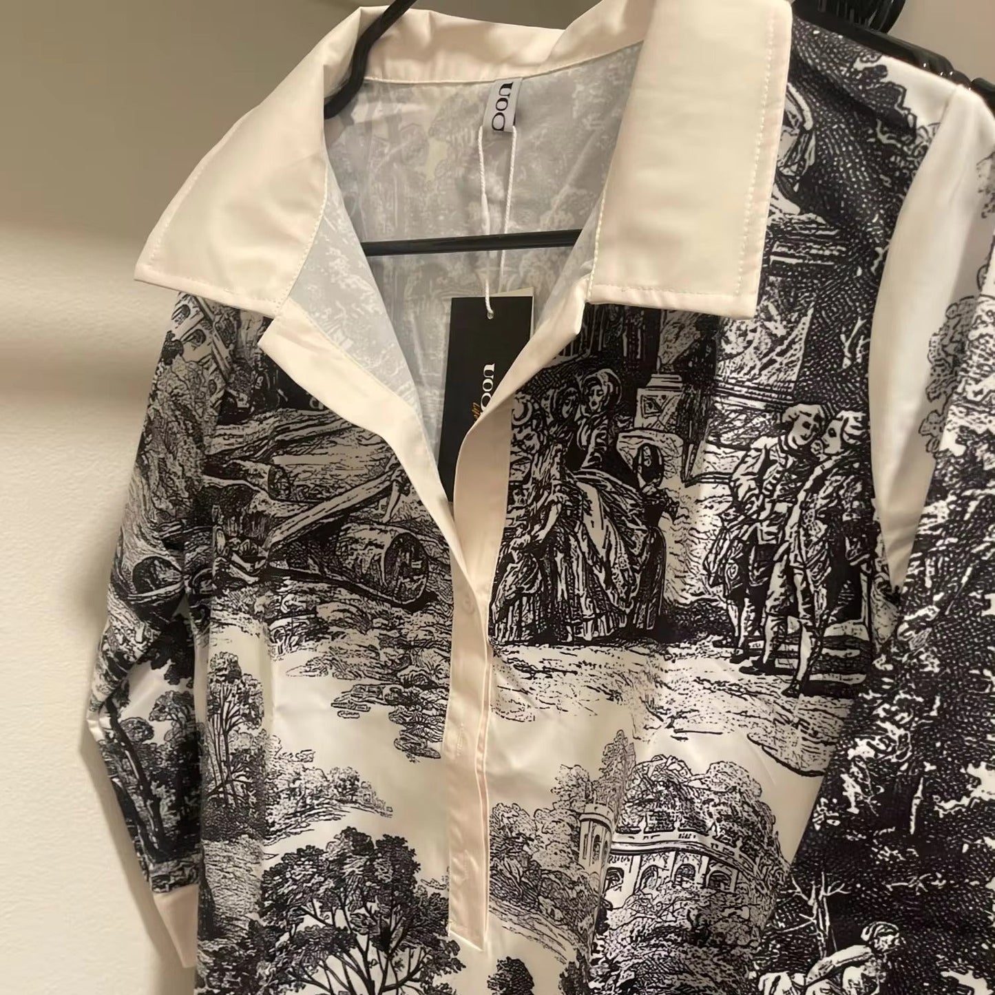 Tomei Vintage Toile Prints Mini Tunic Dress