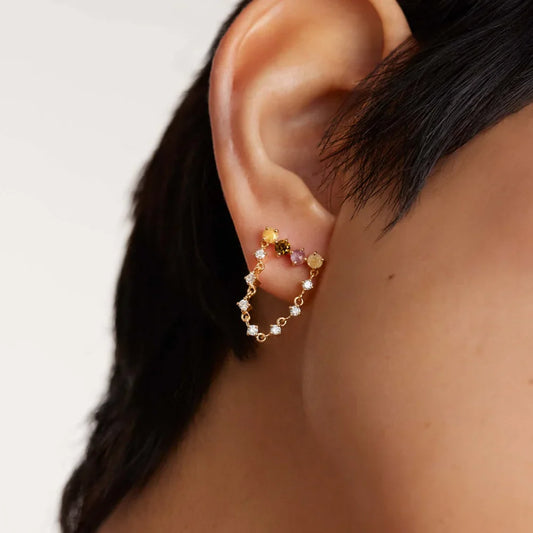 Lilou Gold Chain Zirconia earrings