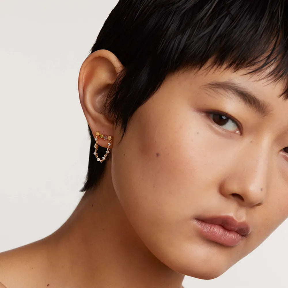 Lilou Gold Chain Zirconia earrings