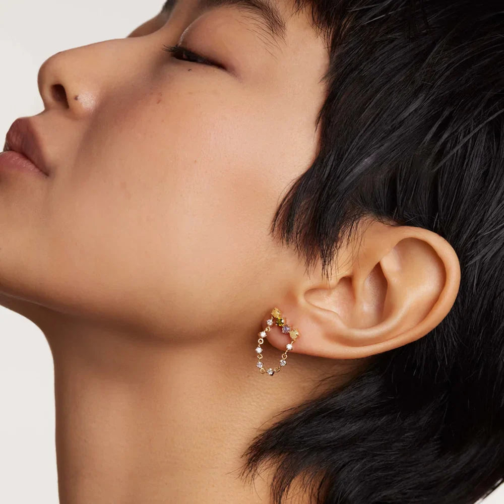 Lilou Gold Chain Zirconia earrings