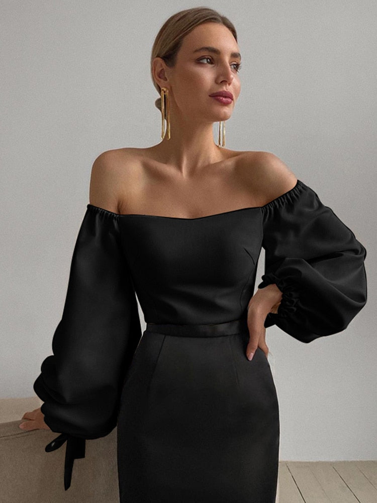 Off Shoulder Lantern Sleeve Top