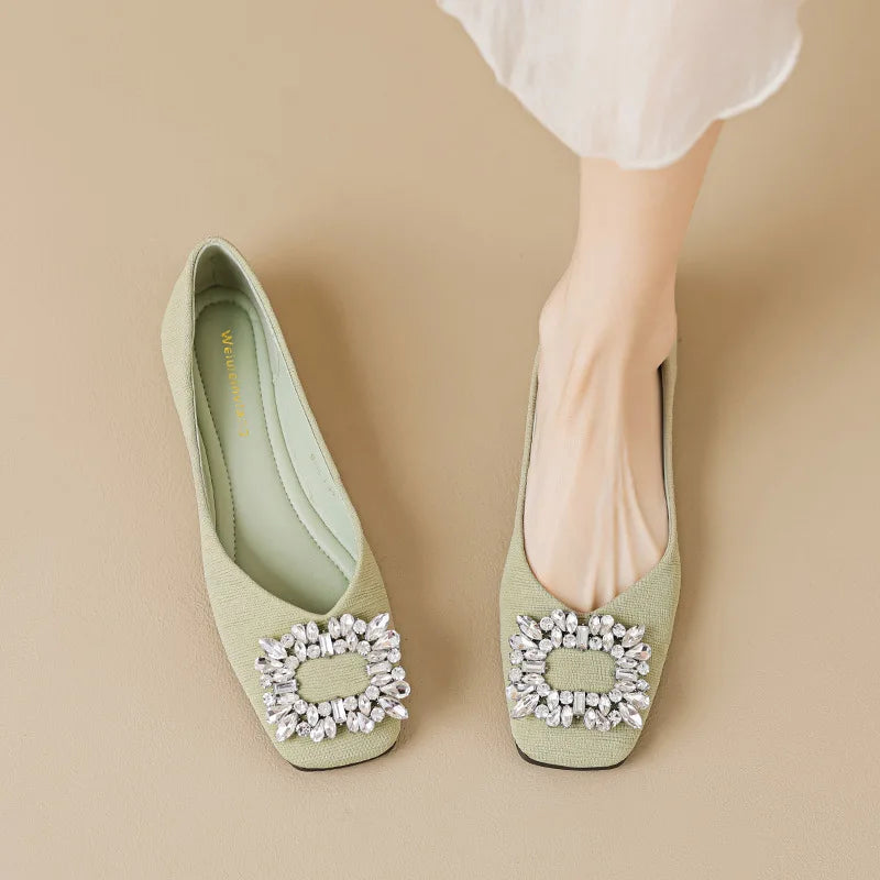 Wylla Crystal Buckle Flats