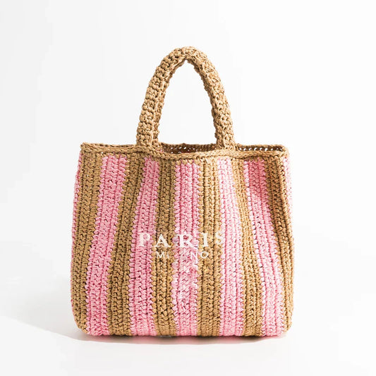 Paris Straw Knit Shopper Totes