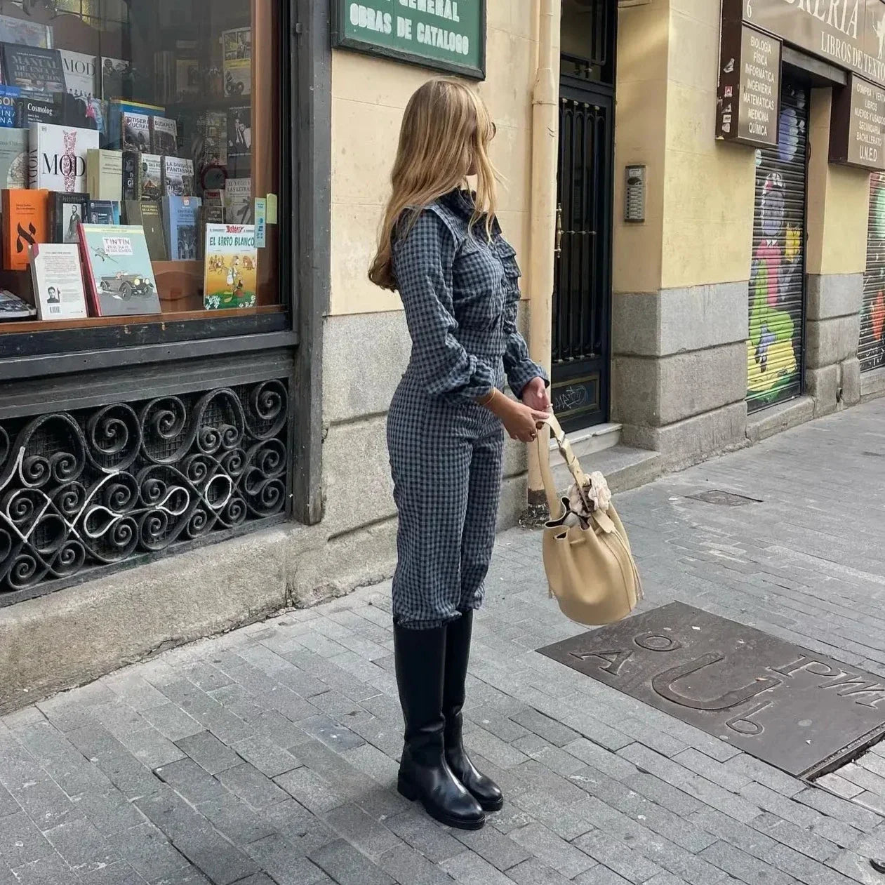 Tanya Gingham Plaid Ruffle Jumpsuit