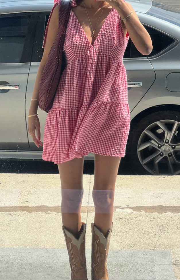 Allegra Red Gingham Mini Dress