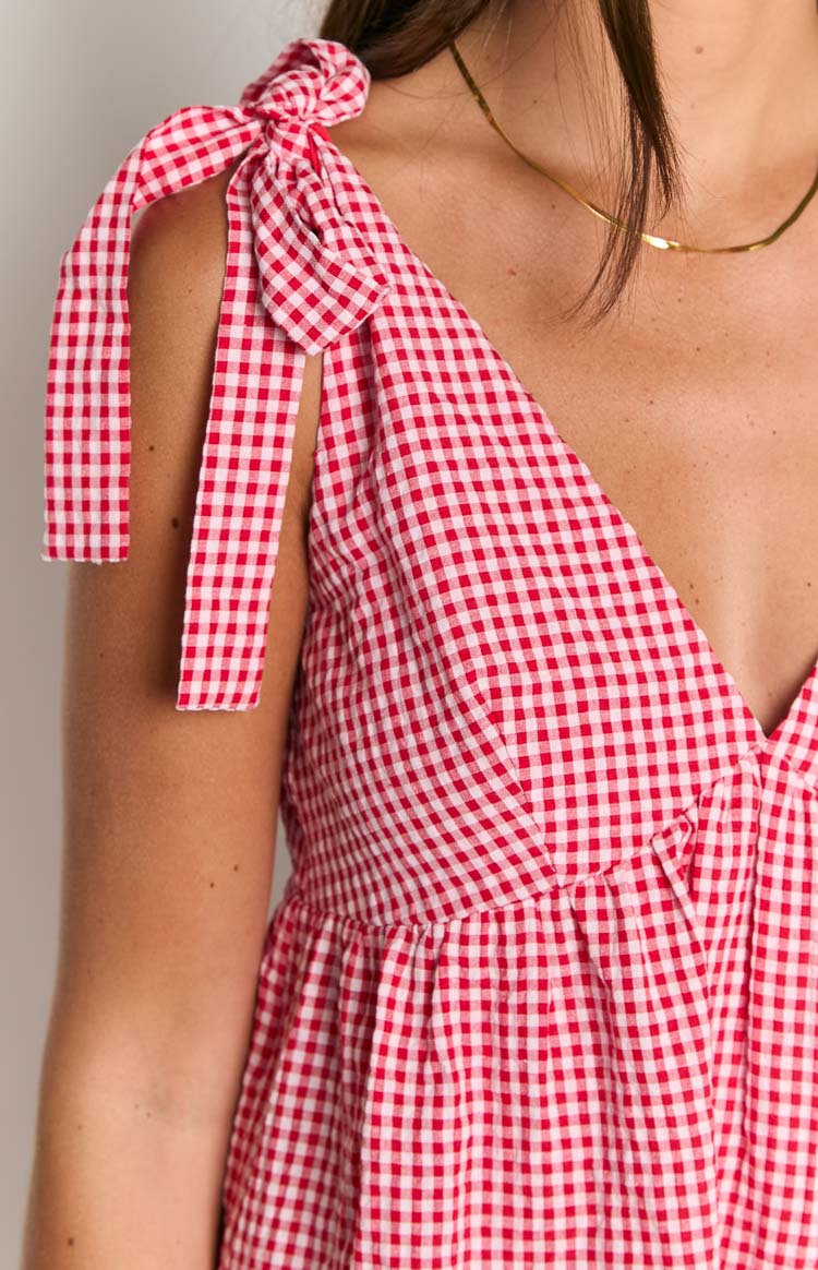Allegra Red Gingham Mini Dress