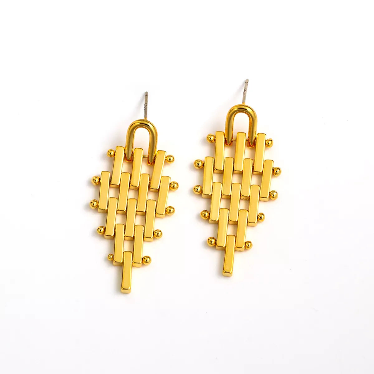 Geometric Metal Lattice Minimalist Earrings