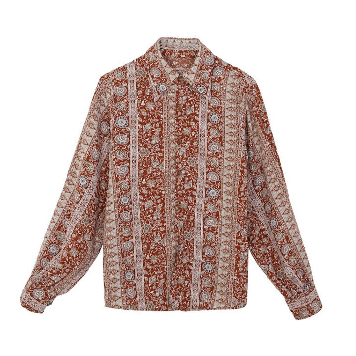 Aemi Vintage Paisley Floral Shirts Blouse