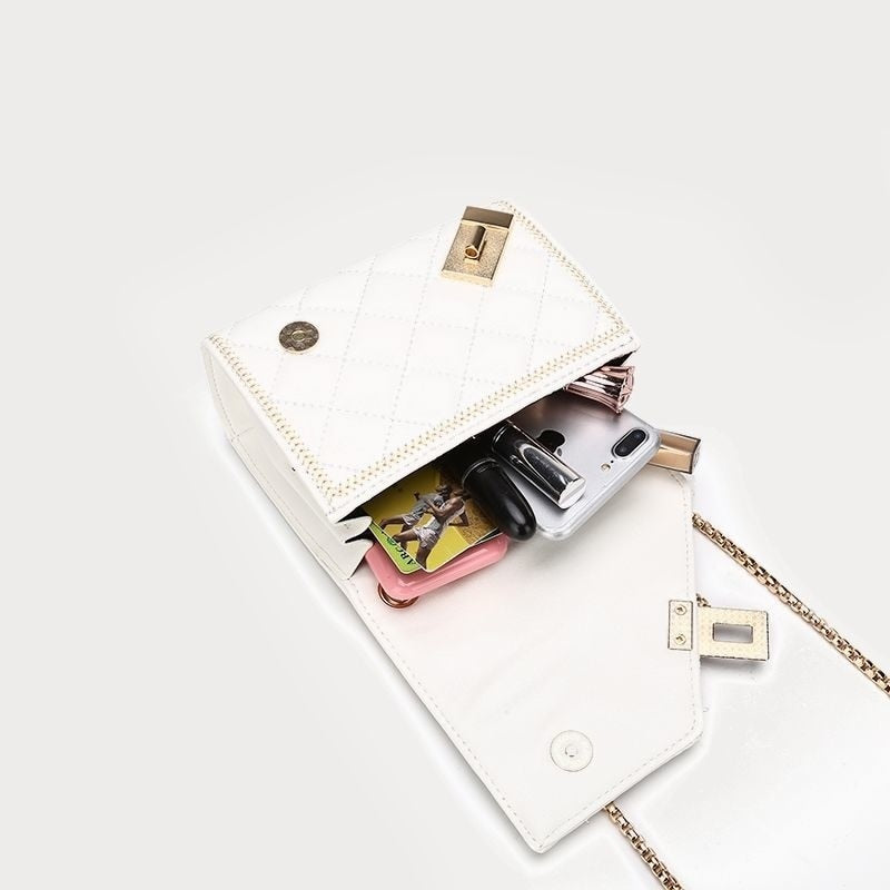 Aemma Lock & Quilted Faux Leather Mini Flap Bag - 2 Colors