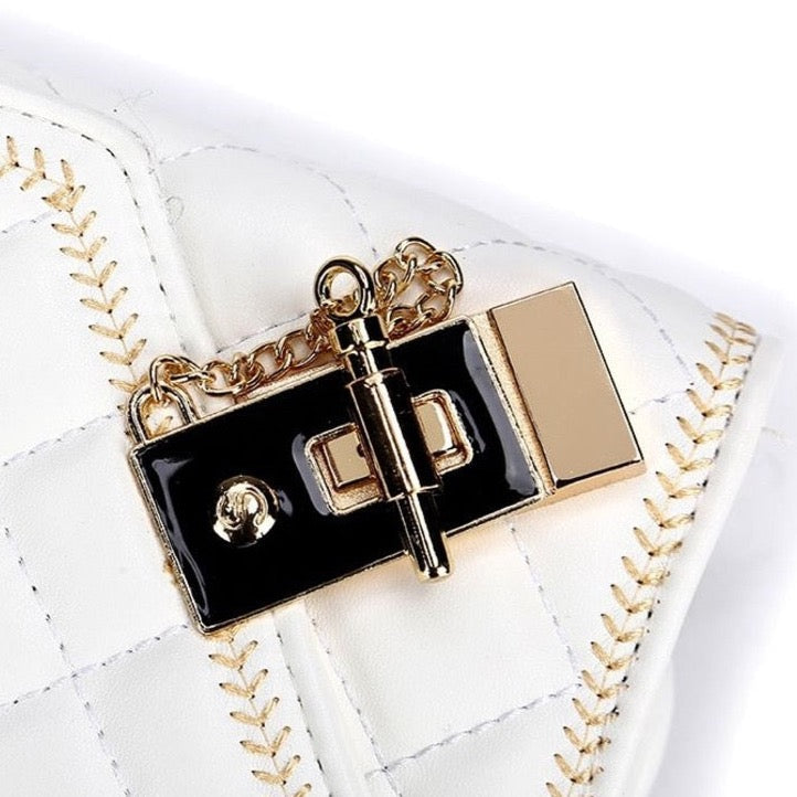 Aemma Lock & Quilted Faux Leather Mini Flap Bag - 2 Colors